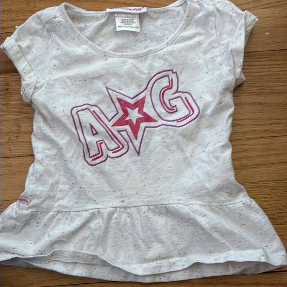 Girls' American Girl White and Pink Graphic Tee